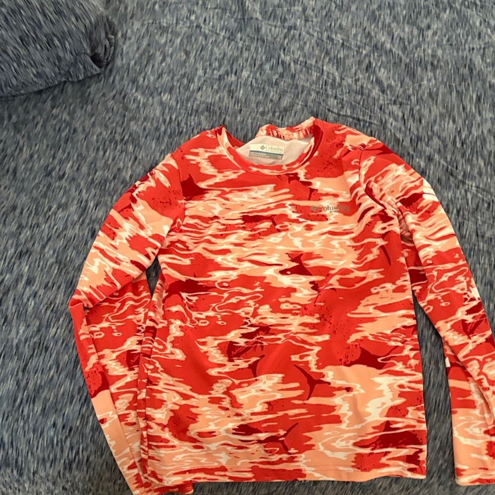 Columbia Red and White Long Sleeve Tee